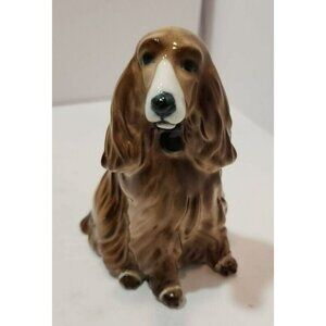 Vtg Zsolnay Handpainted Porcelain Spaniel Figurine Designed by Ferenc Ory 4"